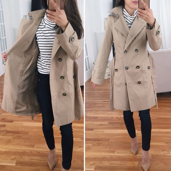 London Fog Ivory Trench Coat Petite Small - Picture 1 of 2